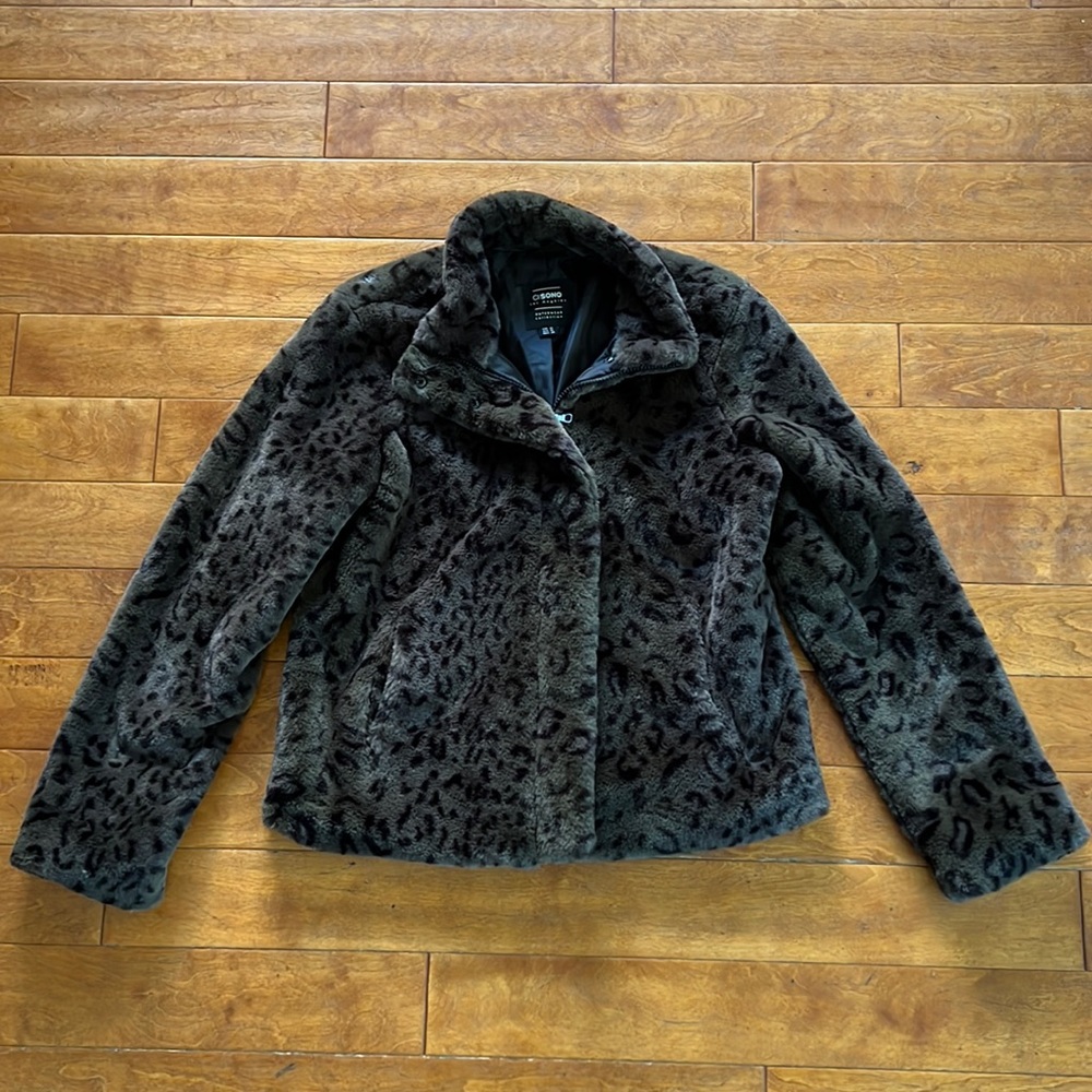 Green Leopard Faux Fur Jacket